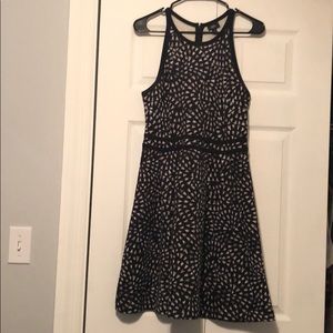 High neck black and white dress